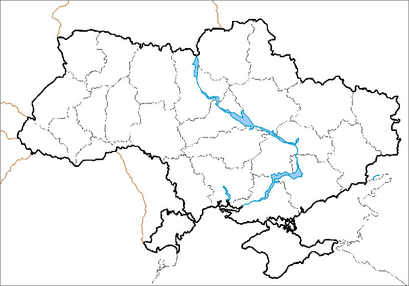 Политическая карта Украины – чистый шаблон
